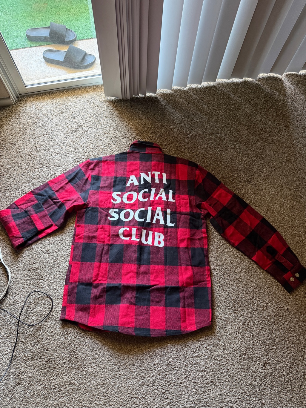Anti Social Social Club Red & Black Plaid Flannel Shirt